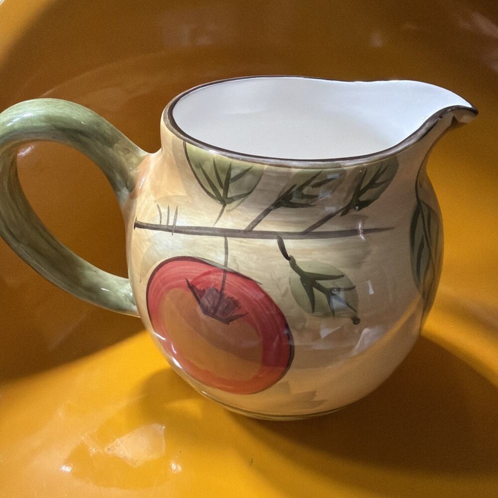 Studio II by Culinary Arts 64oz. Pitcher Fruit Center Tan Body Green Accent&Trim